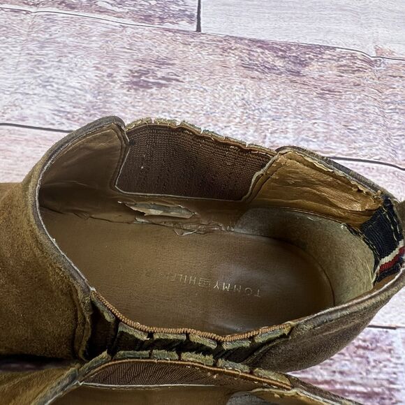 Tommy Hilfiger Womens 8 M Chelsea Booties Brown Leather Ankle Top Slip-On Shoes - Picture 13 of 16